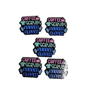 10 pc glitter Coffee  RN Nurse acrylic flat back charm for badge reels keyrings